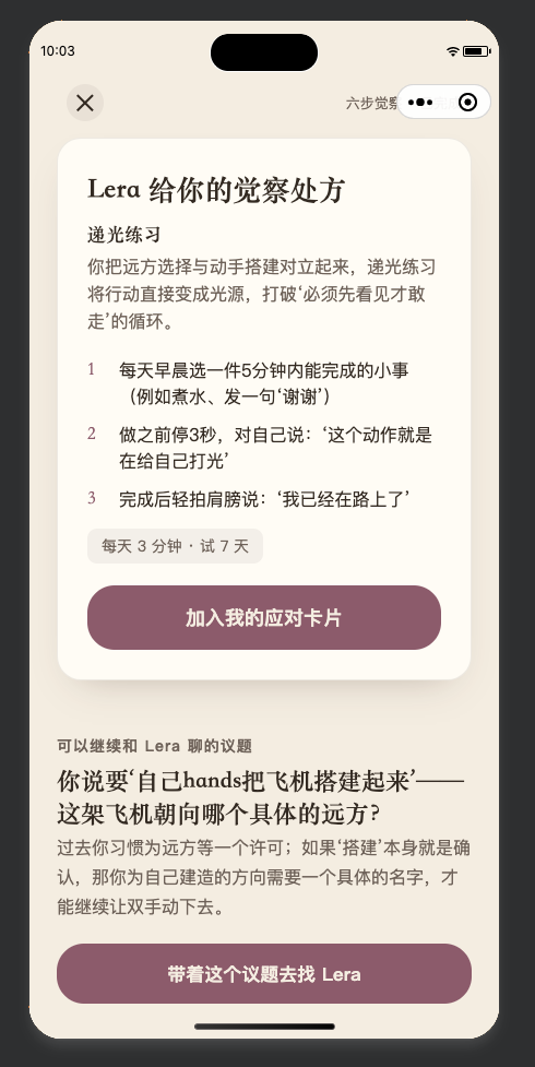 Dear Lera 觉察处方产品页面